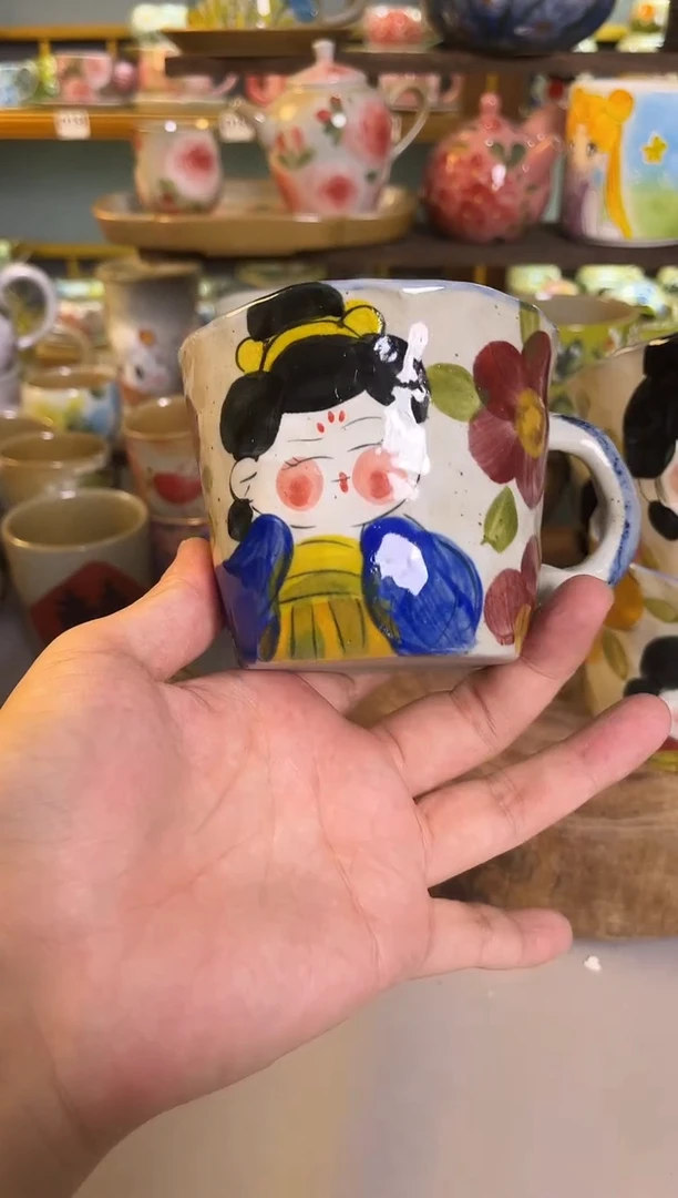 杯子手绘高温釉下陶瓷