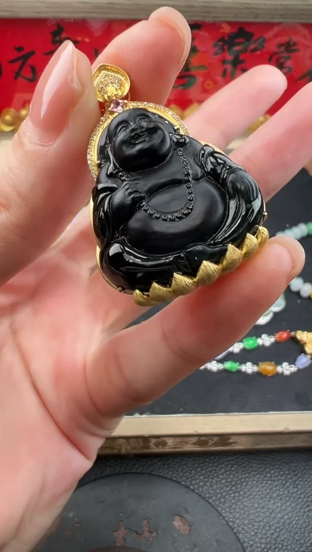 吊坠(不含链)18K金镶嵌翡翠勿拍