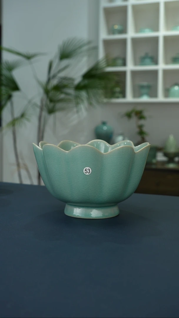 瓷片53号仿古釉莲花温碗一级品     洁