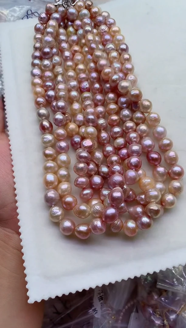 淡水珍珠银S925镶嵌项链多样性发其一，非无暇