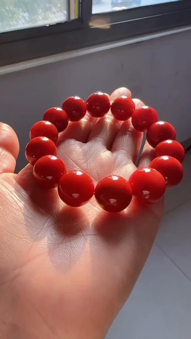 未镶嵌多样性发一件南红玛瑙【高货】柿锦红16mm保山圆珠单圈