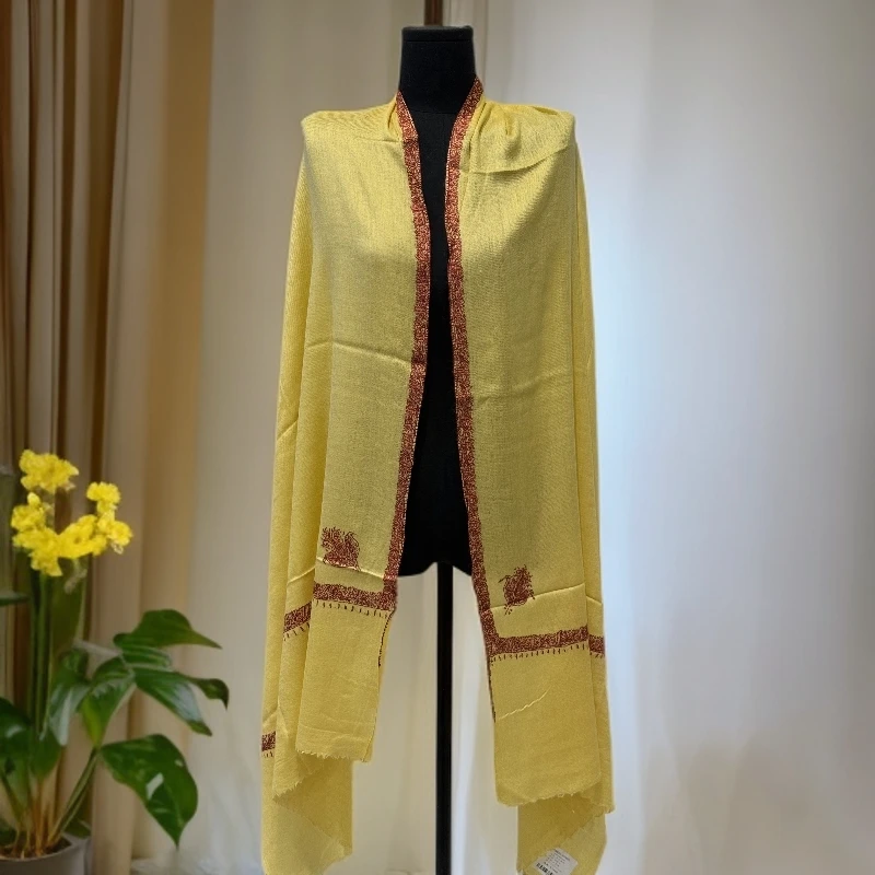 【朱莉同款】尼泊尔进口纯羊绒围巾旗袍手工手绣女长披肩200*70cm