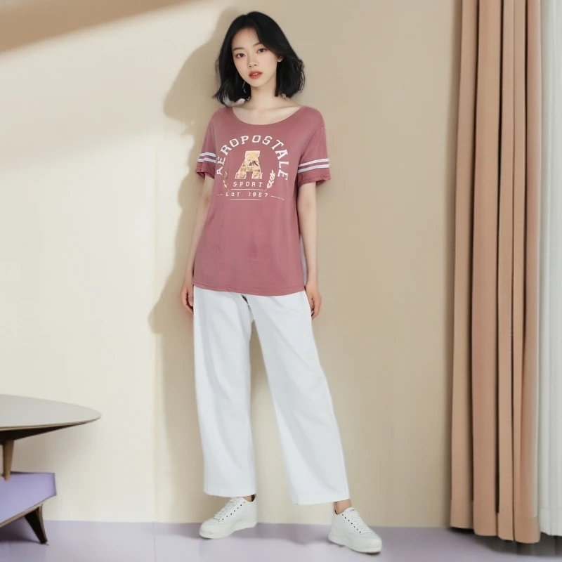 7B134 5女士印花常规款短袖圆领时尚百搭