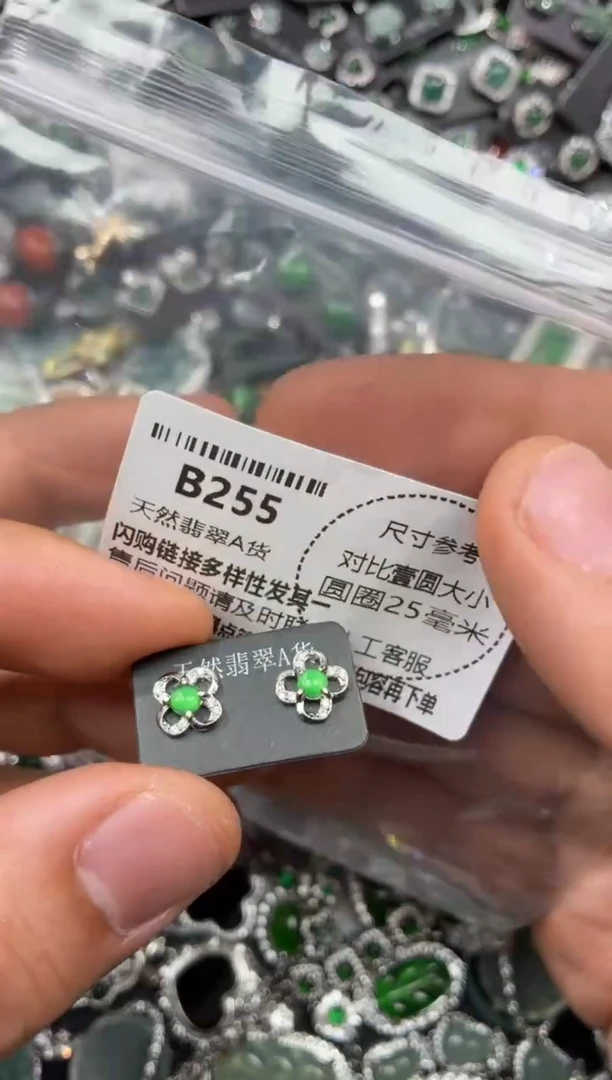 颈饰未镶嵌翡翠B255耳钉