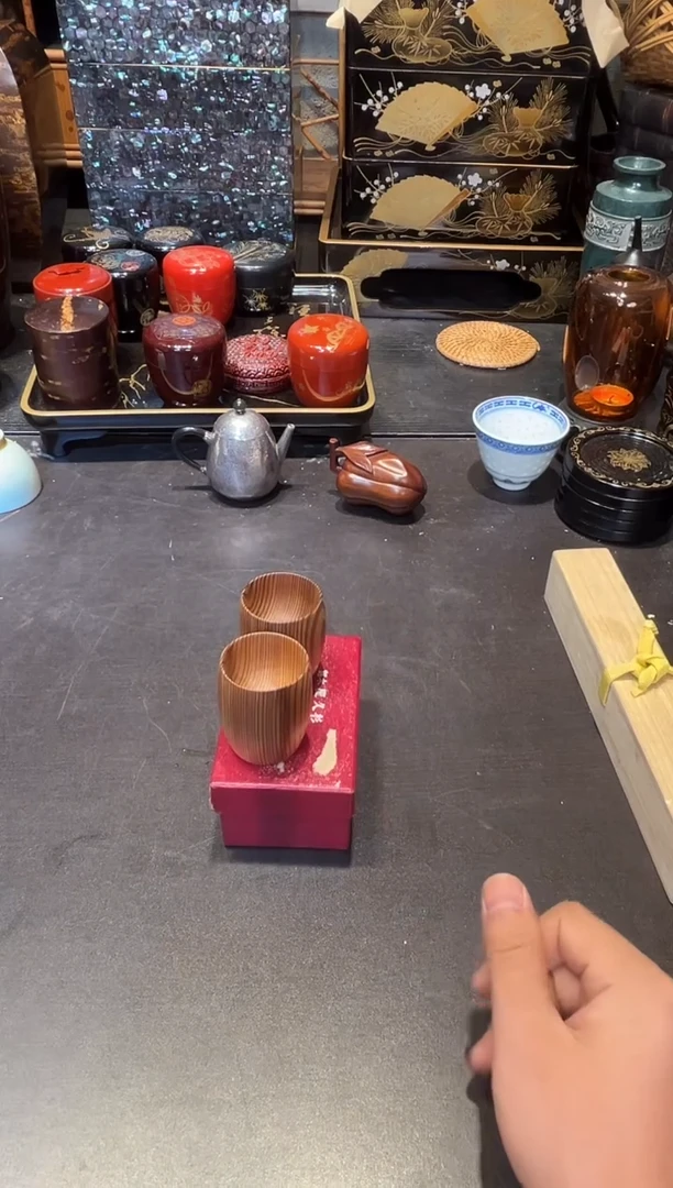 屋久杉杯子一对 大漆漆器大漆漆器