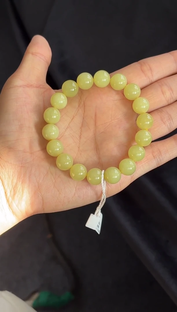 未镶嵌手串和田玉若羌微色差黄口卡11手串