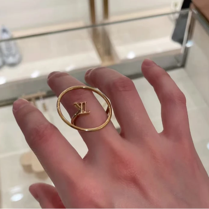 99新 LouisVuitton/路易威登 大头活动 合金 LV LOGO圆环 M码戒指
