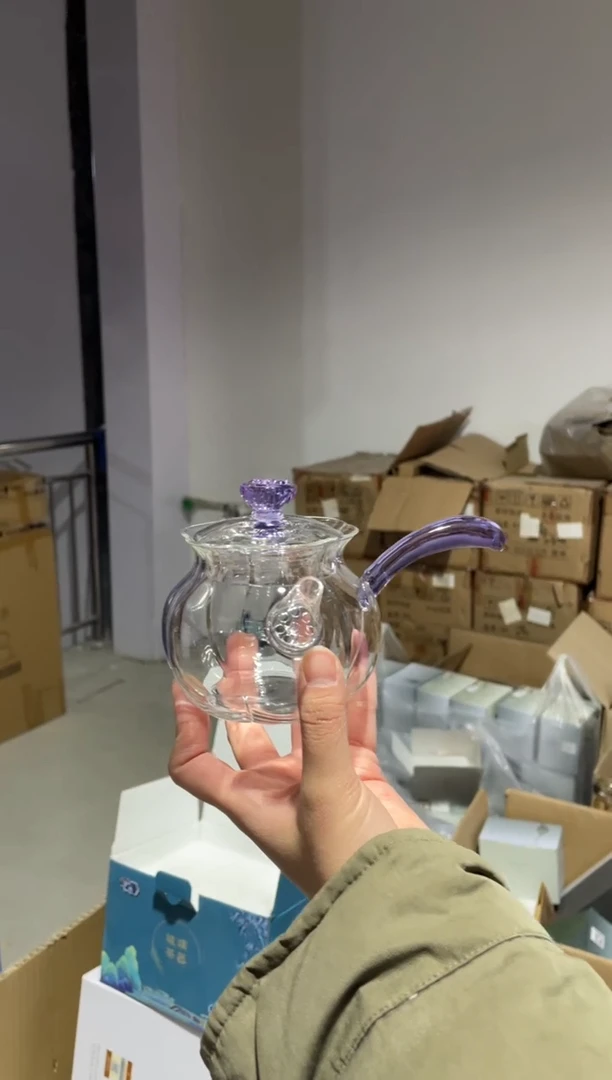 侧把壶紫色把手莲蓬