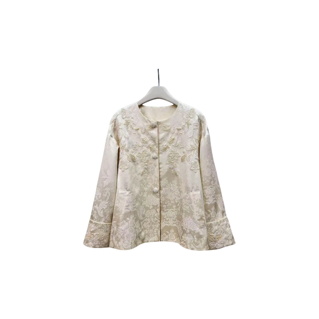 ZHUIMU.【花语之梦】新中式国风圆领重工钉珠刺绣提花外套ZM8273