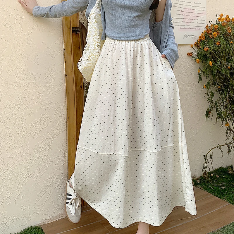 2025春装新款胖mm大码女法式甜美波点半身裙中长款伞裙