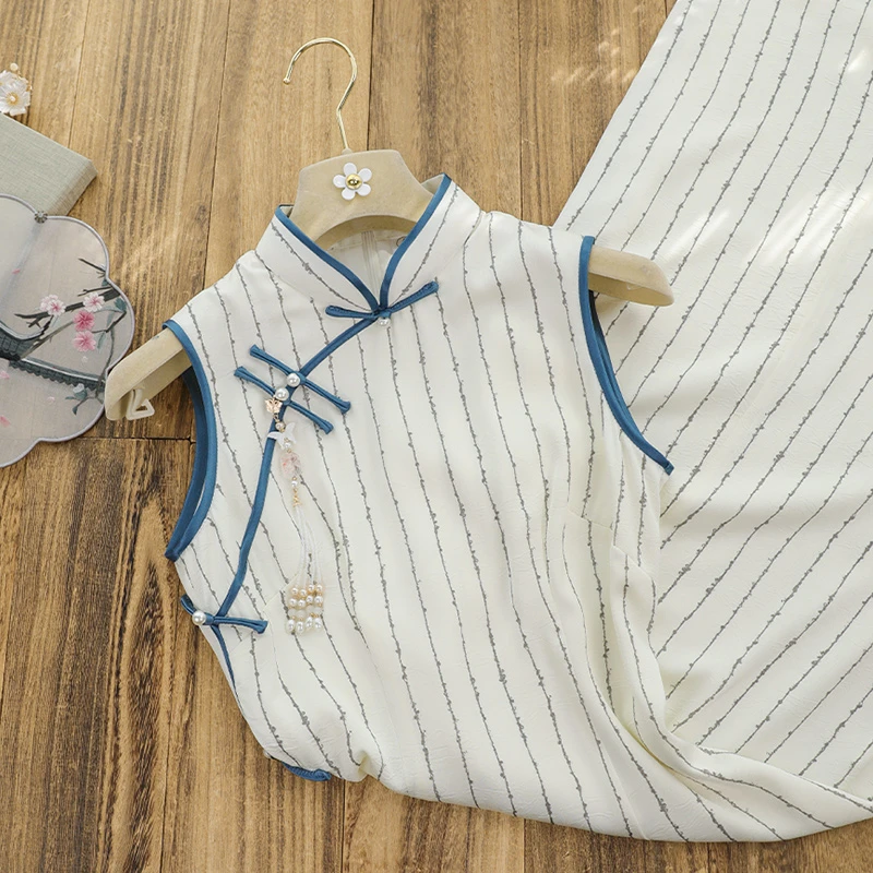 俏娘鱼2025春夏新款改良素雅复古民国风新中式无袖旗袍女日常可穿