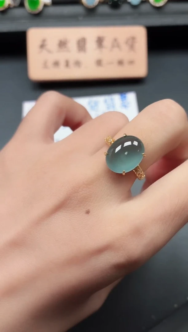 银S925镶嵌戒指翡翠11