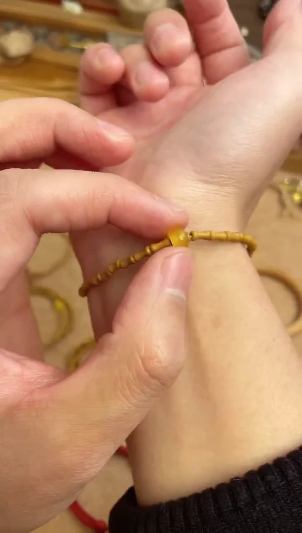 竹节手串一物一拍加黄水晶跑环单圈