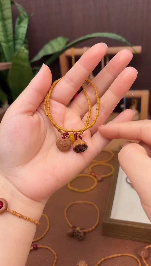 手串桃核双圈好运莲莲竹节跑环