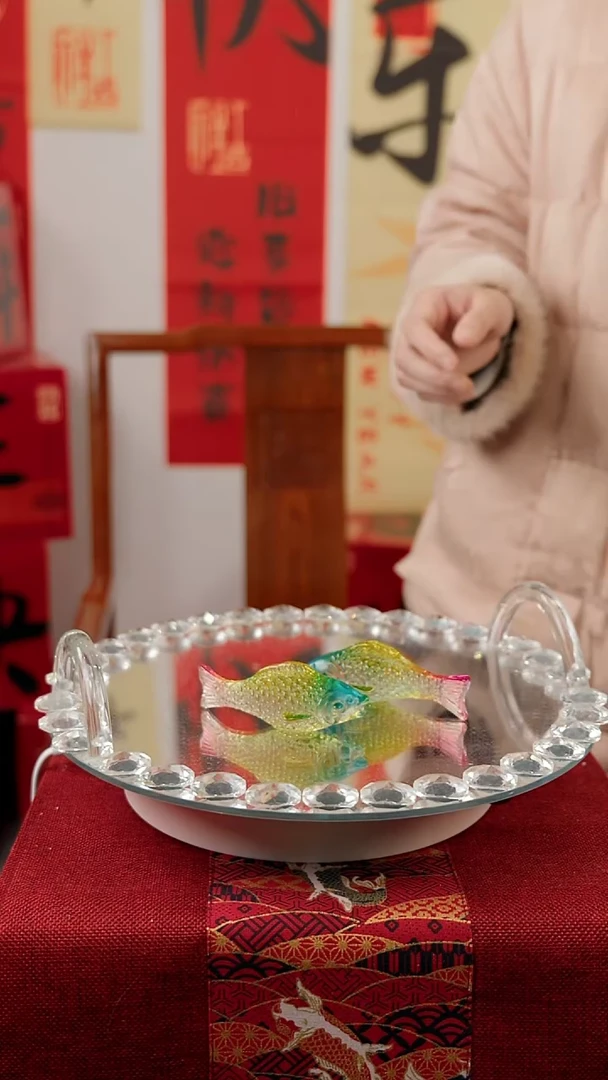 【闪购商品】琉璃彩色大鲤鱼摆件一对