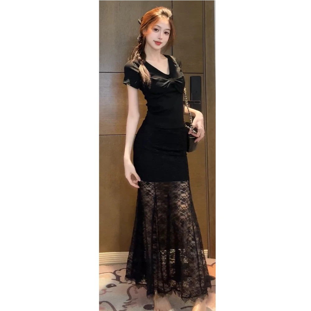 【XIAOBAWANG】法式设计感抹胸小众显身材性感御姐两件套W