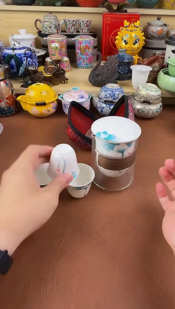 陶瓷茶具摆件旅行套组