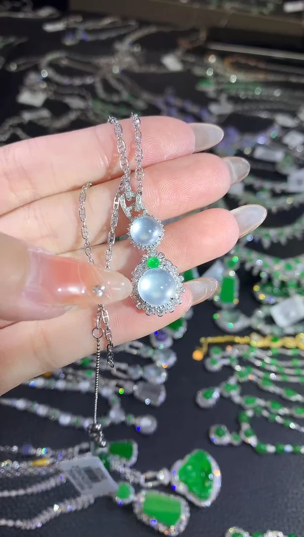 翡翠18K金镶嵌颈饰191-套链（多样性发货一件）