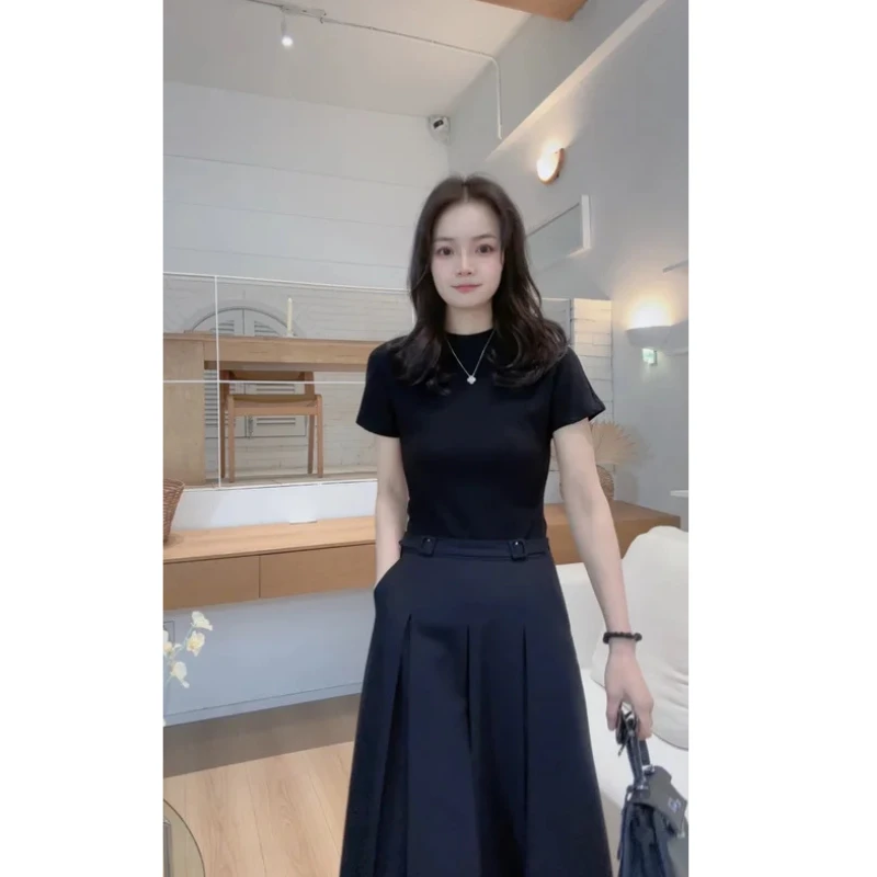 FVOFV【卡戴珊辣妹】 气质简约QQ弹短袖上衣J0045