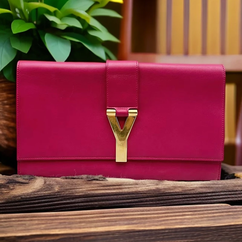 95新 YSL/圣罗兰  粉红色手拿包 1295 7024