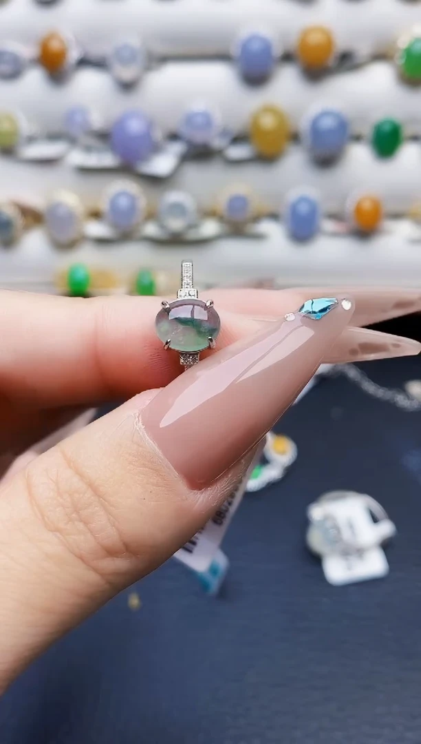 银S925镶嵌戒指翡翠3265