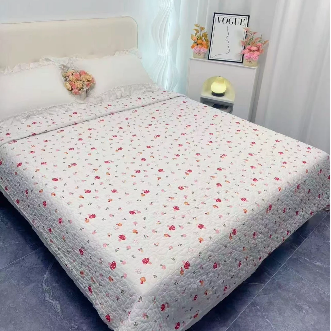 【小蘑菇】纯棉双面斜纹两面可用绗缝夹棉床盖多功能隔脏垫透气四季