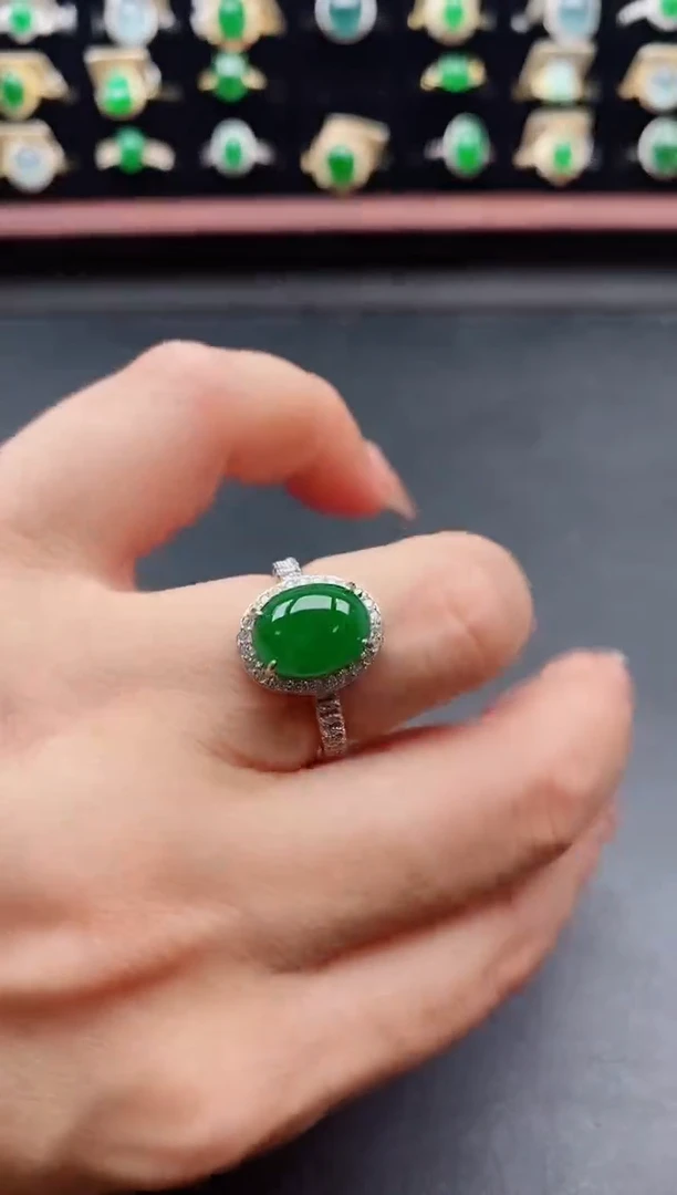 银S925镶嵌戒指翡翠1