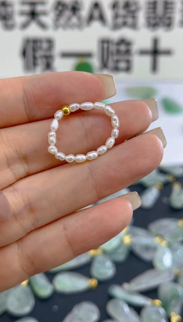 足金镶嵌戒指淡水珍珠珍珠戒圈