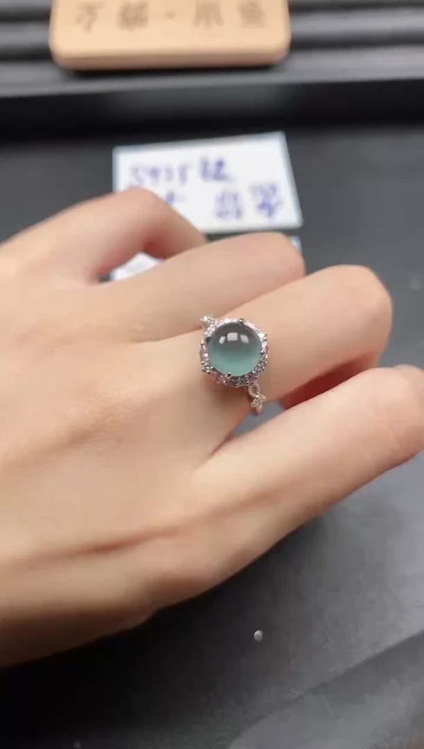 翡翠戒指银S925镶嵌15511