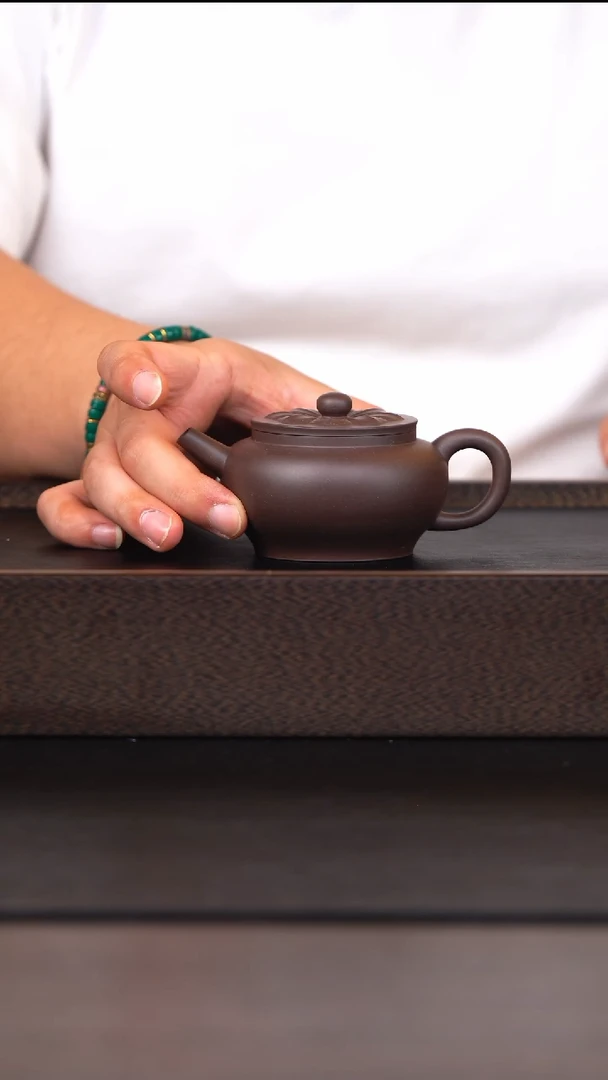 茶壶紫砂黑紫泥繁花
