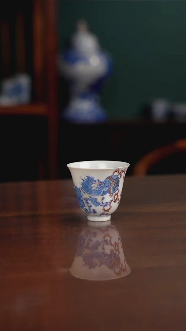 空山明月 新斗彩 双狮