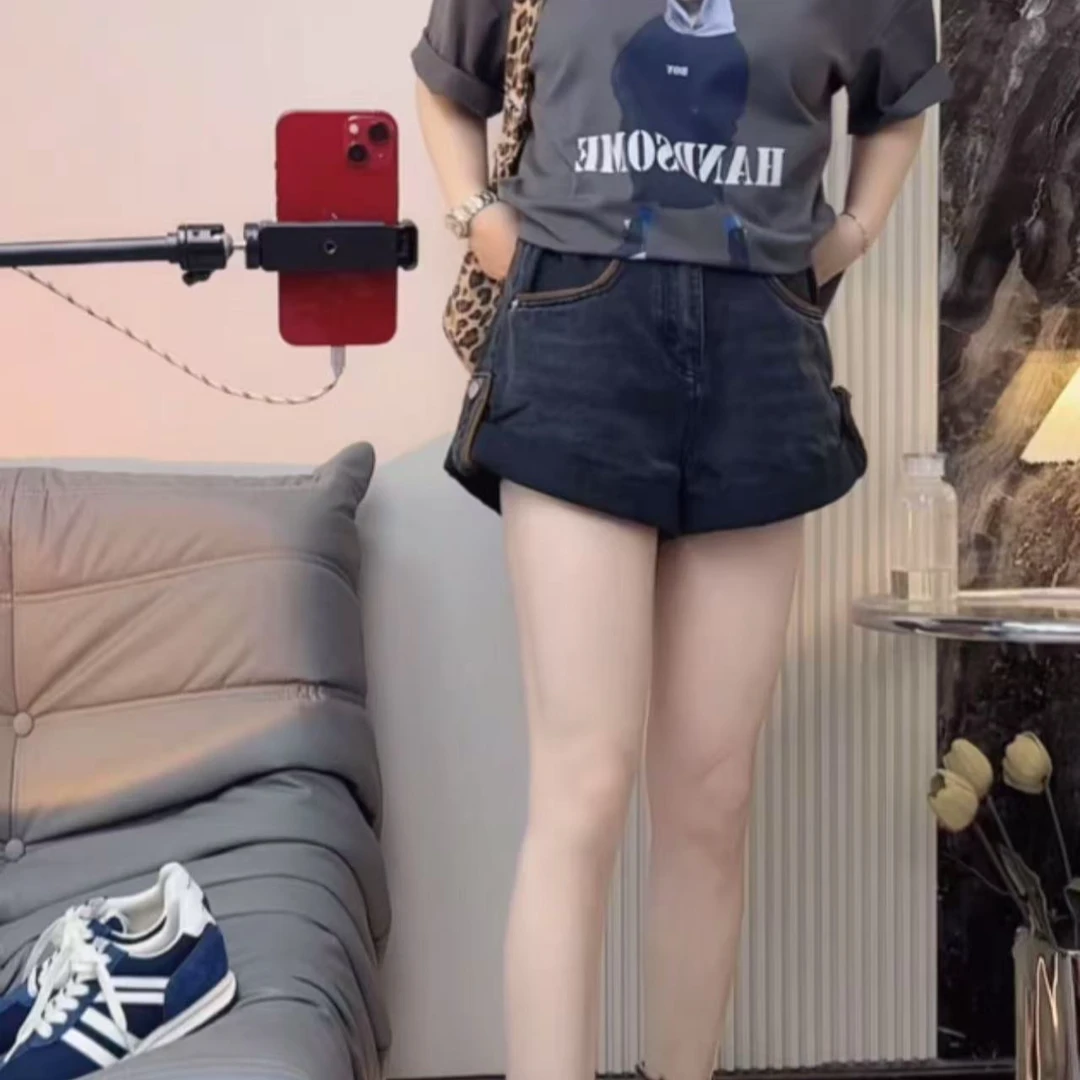 思思自留~高腰翻边牛仔短裤