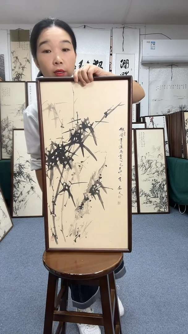 国画35*68实木画框京东包邮手绘