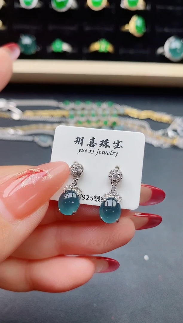 【闪购商品】翡翠耳饰银S925镶嵌321321