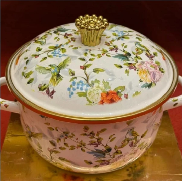 珐琅瓷搪瓷福锅汤锅平底煎药锅炖锅 图案款式随机