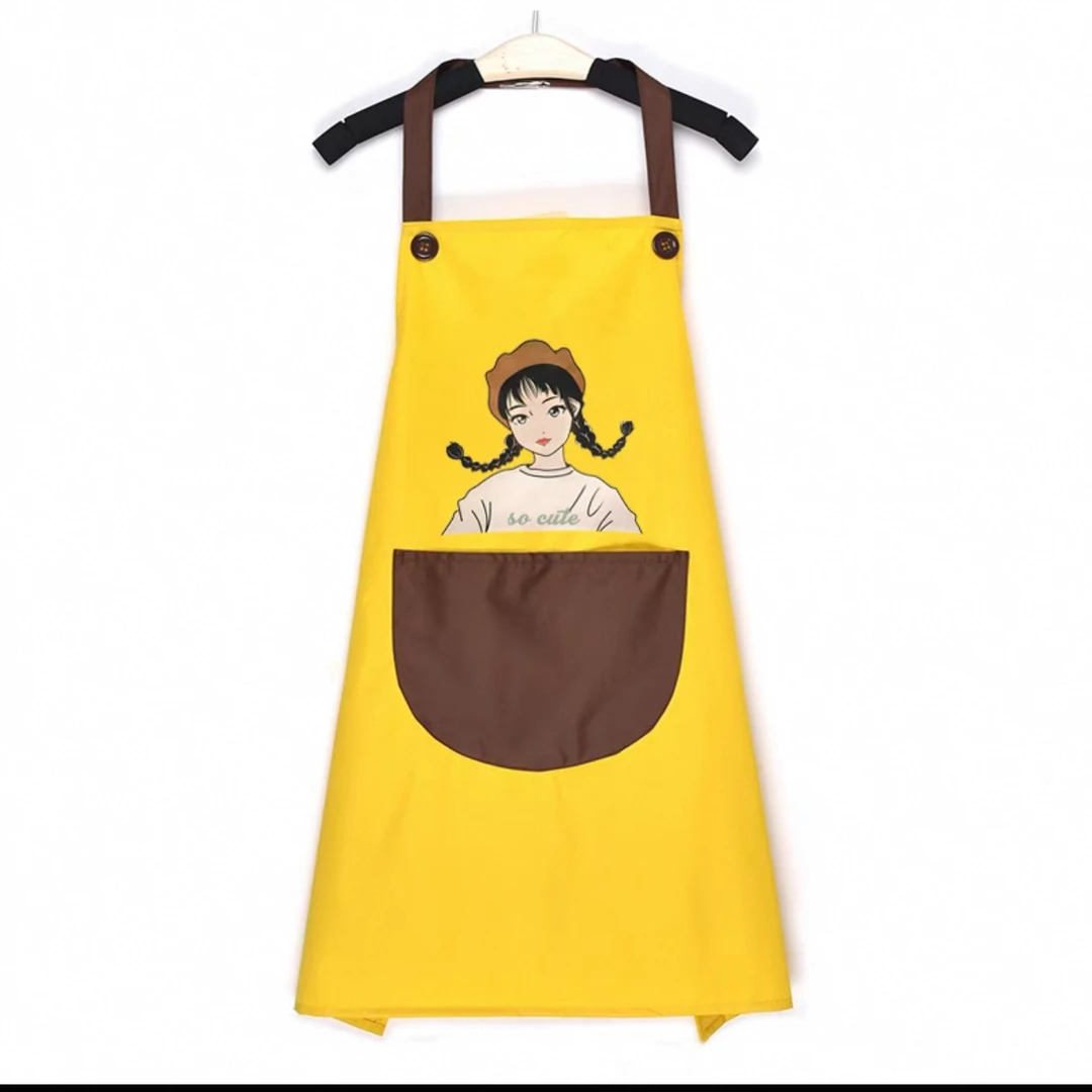 防水防油黄色小女孩款家用厨房时尚围裙发2条
