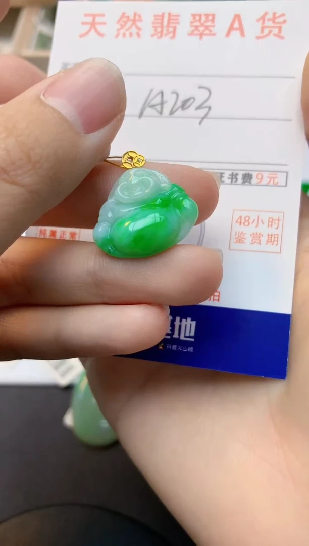 颈饰18K金镶嵌翡翠天然缅甸A货翡翠百元以上9元证书费自理