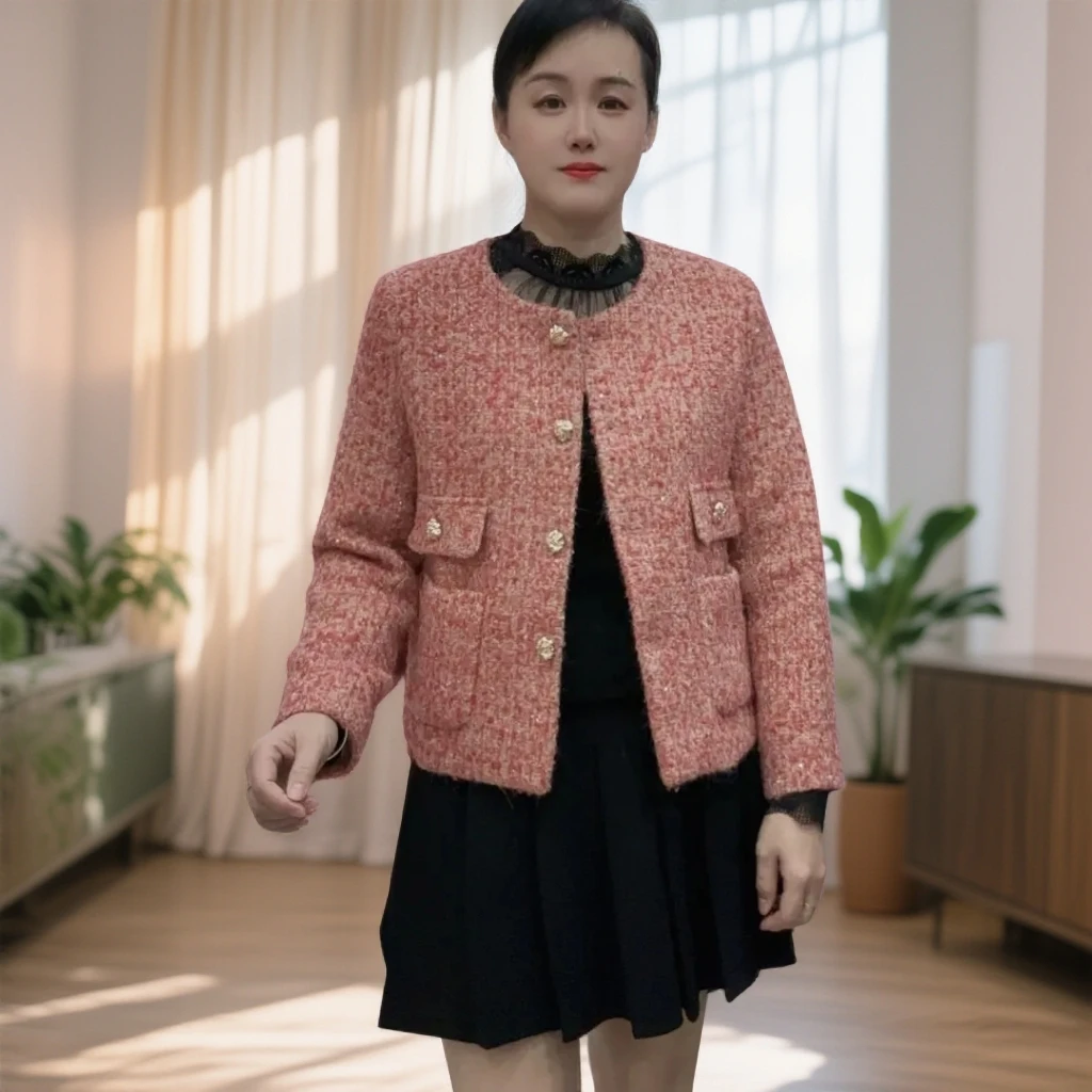 8180秋冬新款小香风粗花呢短外套女法式复古气质时尚长55左右