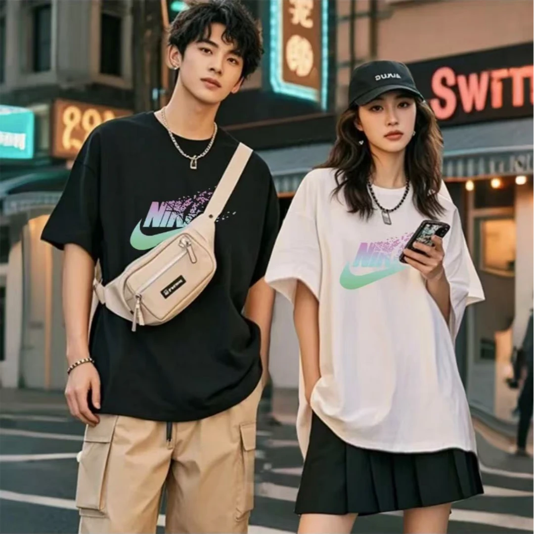 【品牌正品】夏季时尚百搭圆领T恤上衣男女同款情侣休闲短袖A2