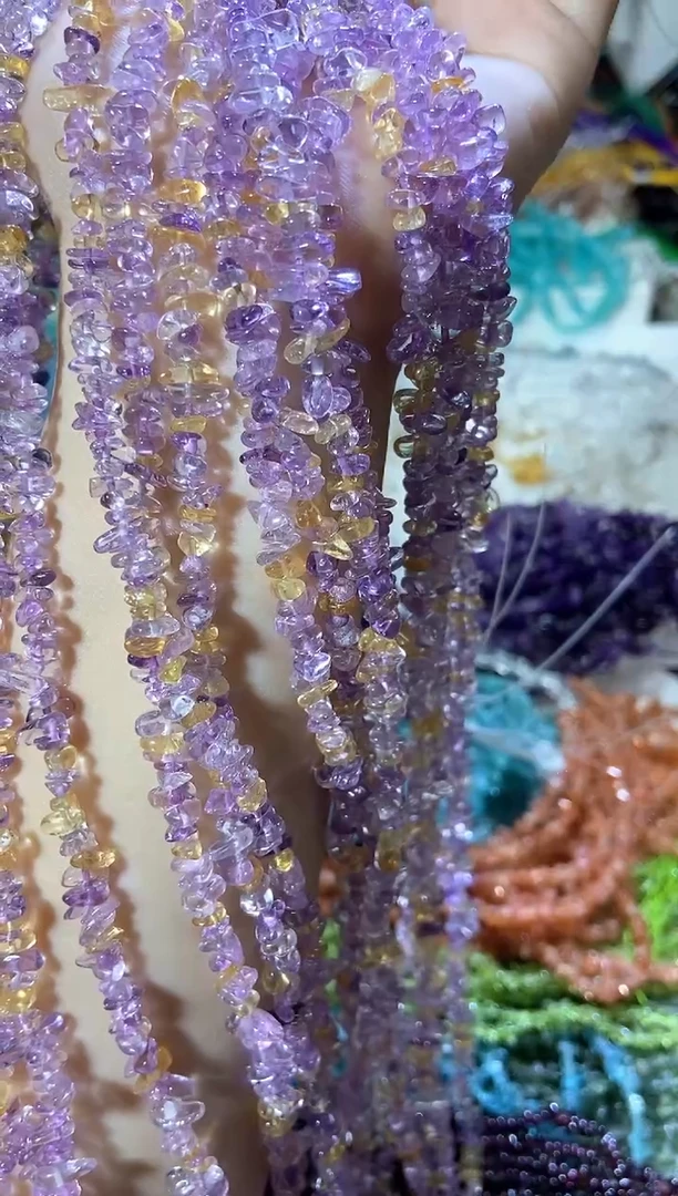 水晶珠宝半成品未镶嵌小紫黄晶