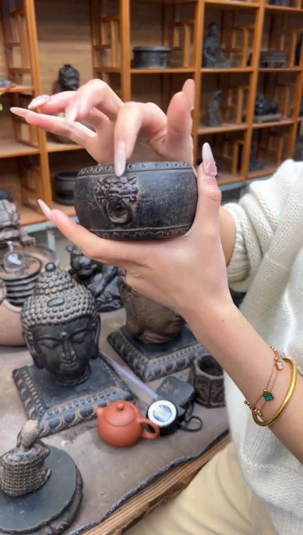 陶土【火山泥】兽头小鼓