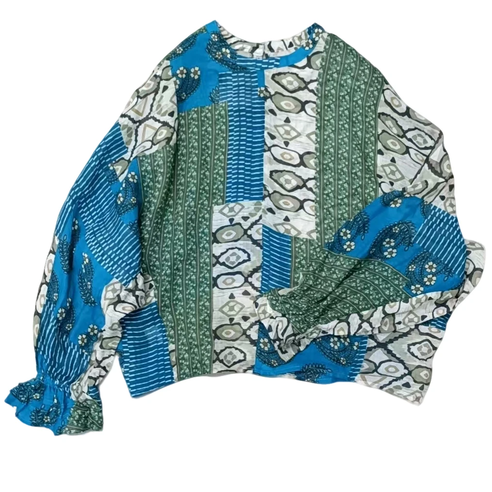 02560082601-5 花衬衣 夏季新款时尚个性小众舒适百搭款圆领衬衣