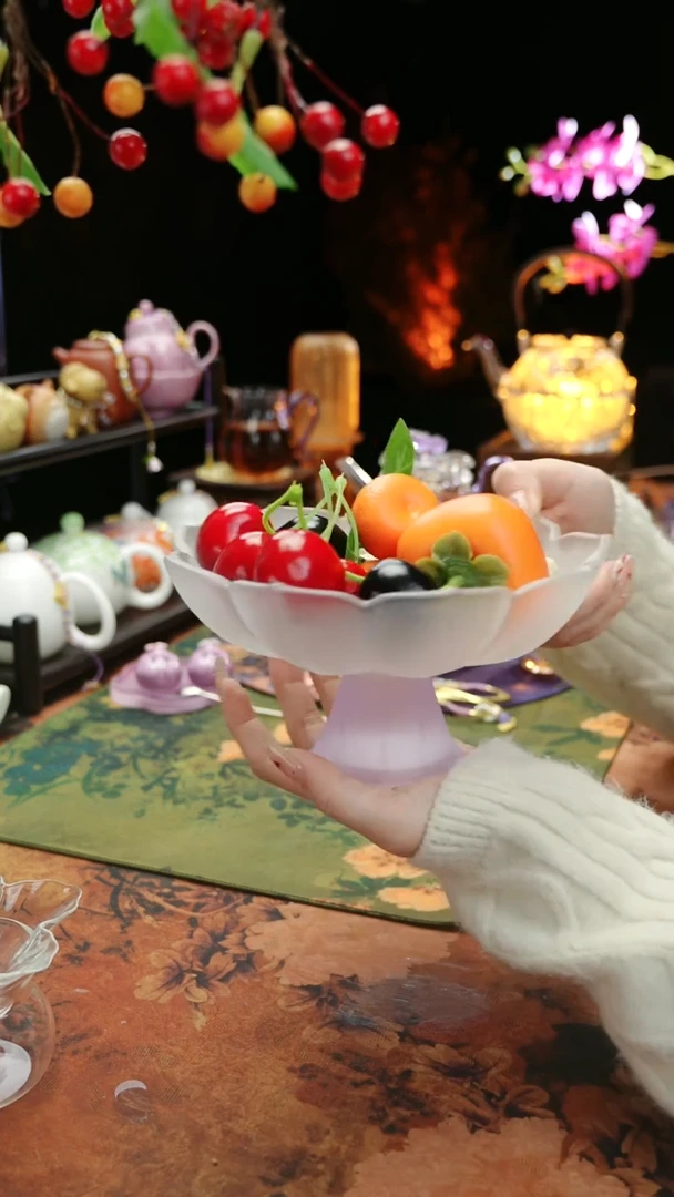 【闪购商品】紫色高足果蝶点心盘