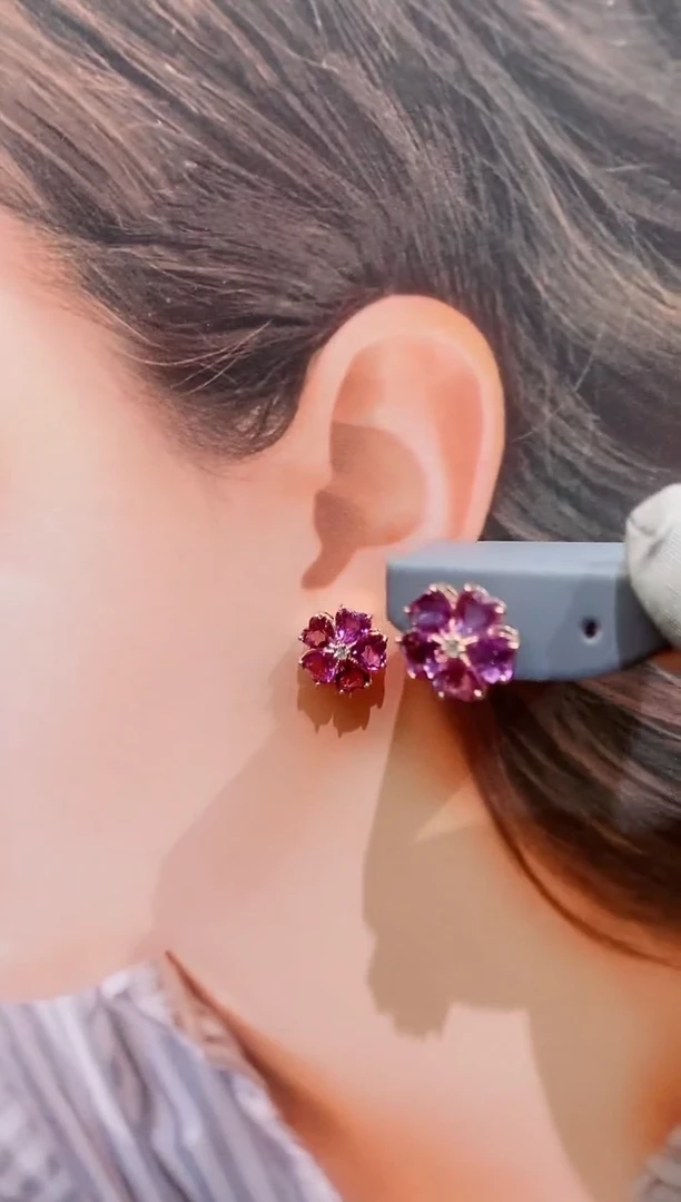 紫晶耳饰银S925镶嵌紫晶耳钉