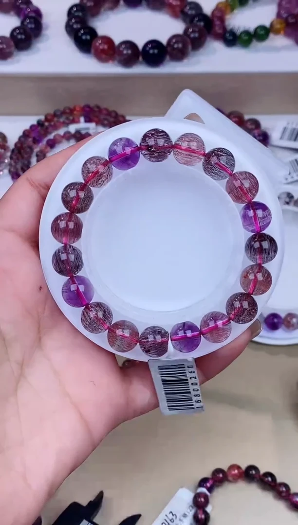 未镶嵌手链水晶黑加仑超七单圈10m+