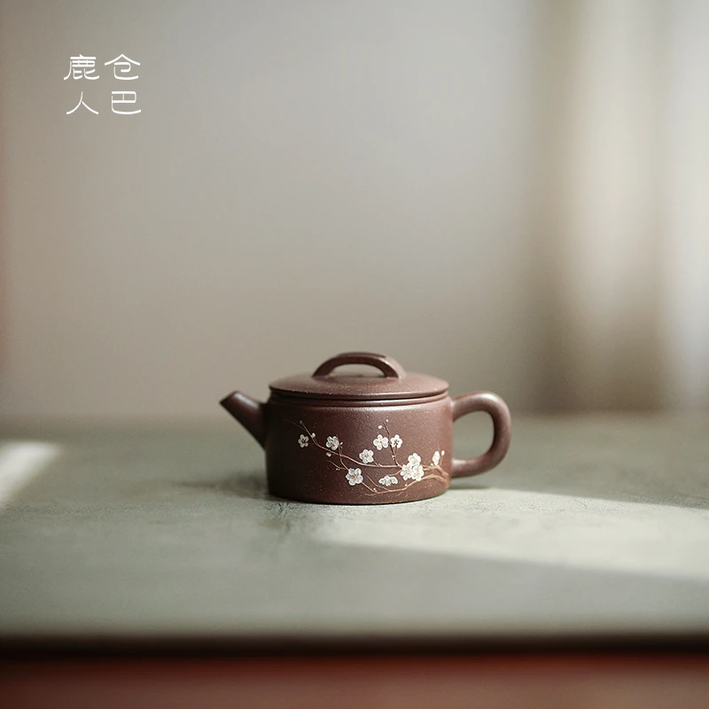 仓巴鹿人 汉瓦 宜兴紫砂壶原矿天青紫泥纯手工制作中式茶壶130cc