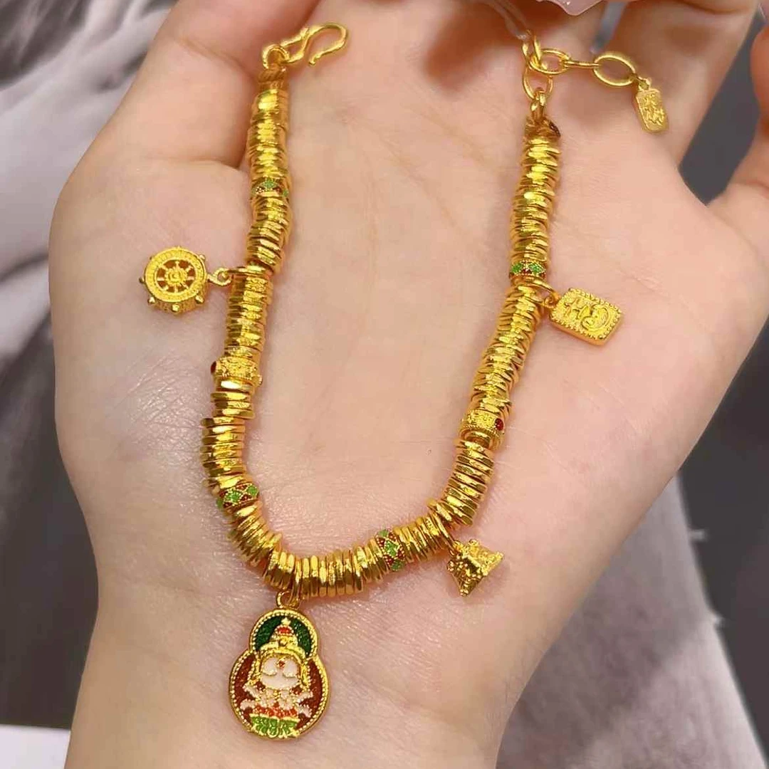 古法足金999六臂观音盘缠手链