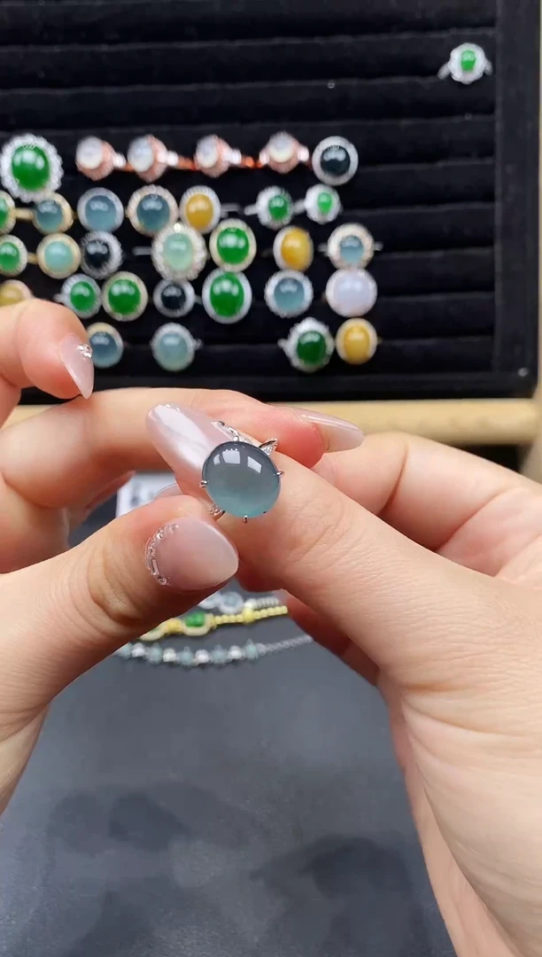 银S925镶嵌戒指翡翠111