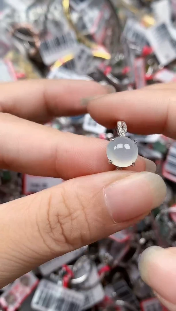 银S925镶嵌戒指翡翠天然A货缅甸翡翠