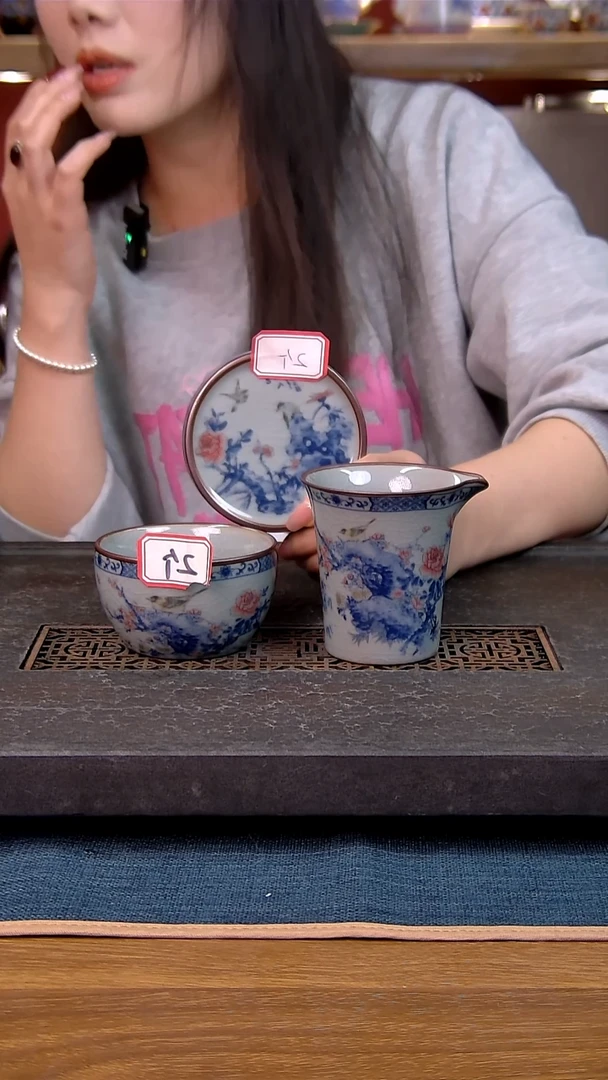 L*Q简装家用款5件套 老陶泥开片纹陶瓷茶具